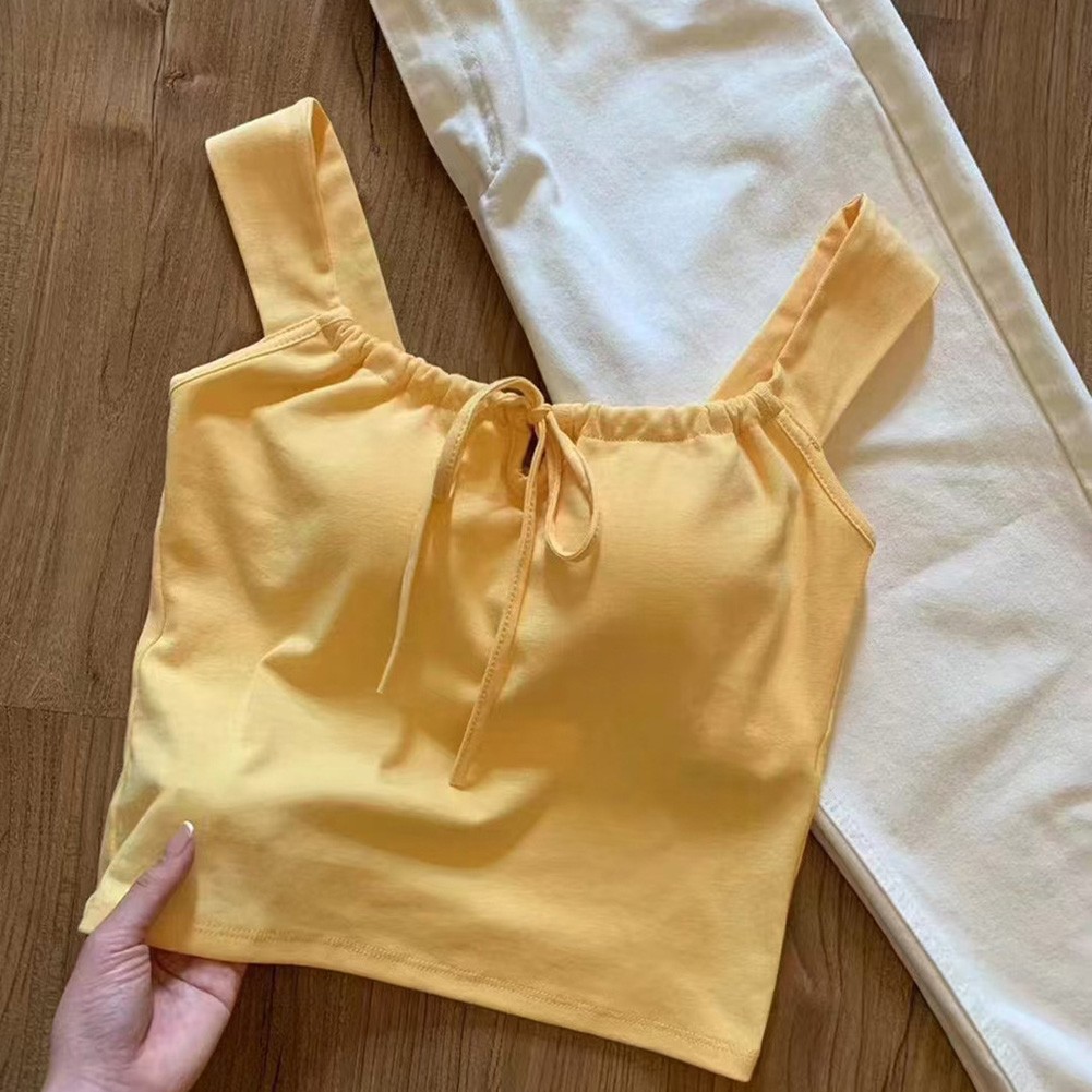 Stylish Solid Color Vest for Women Comfortable Summer Wear with Chest Cushion - Picture 14 of 14