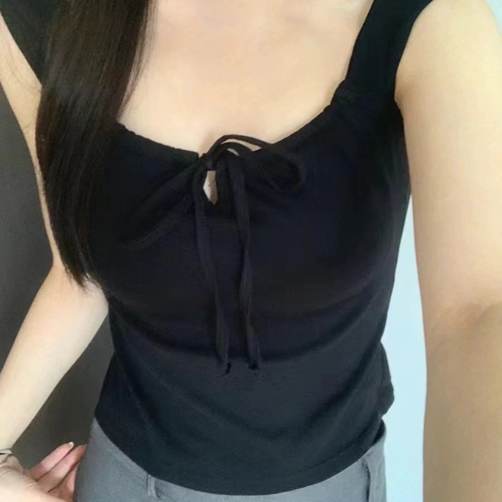 Stylish Solid Color Vest for Women Comfortable Summer Wear with Chest Cushion - Picture 12 of 14