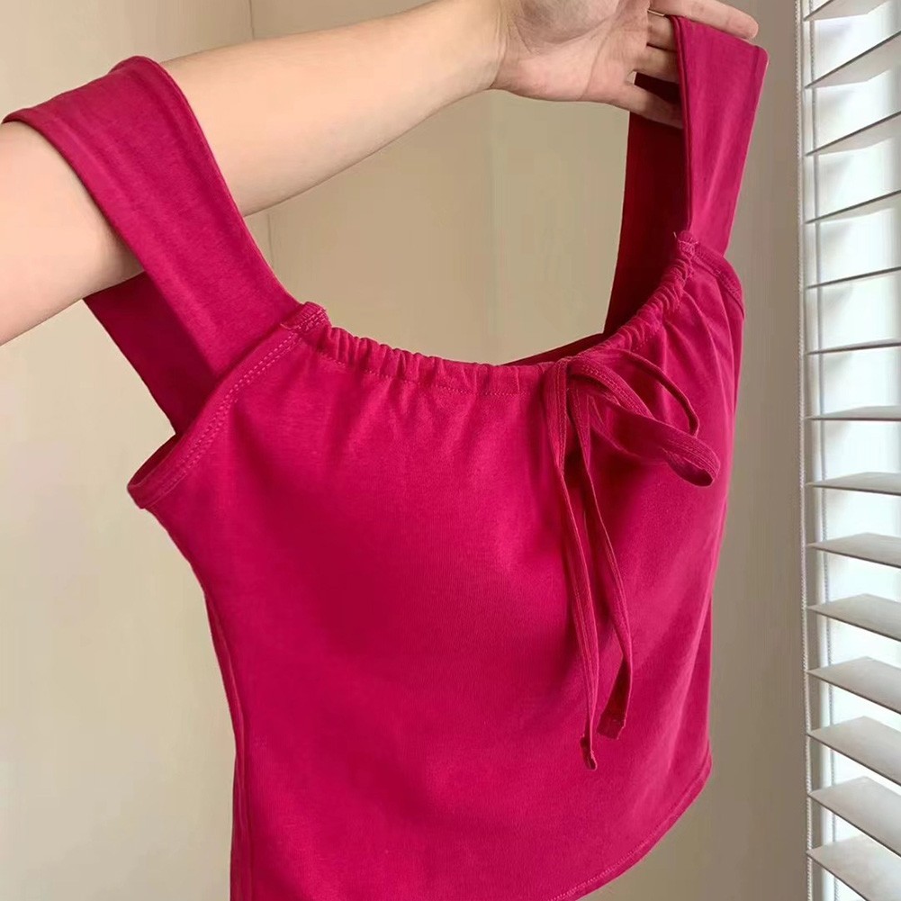 Stylish Solid Color Vest for Women Comfortable Summer Wear with Chest Cushion - Picture 10 of 14