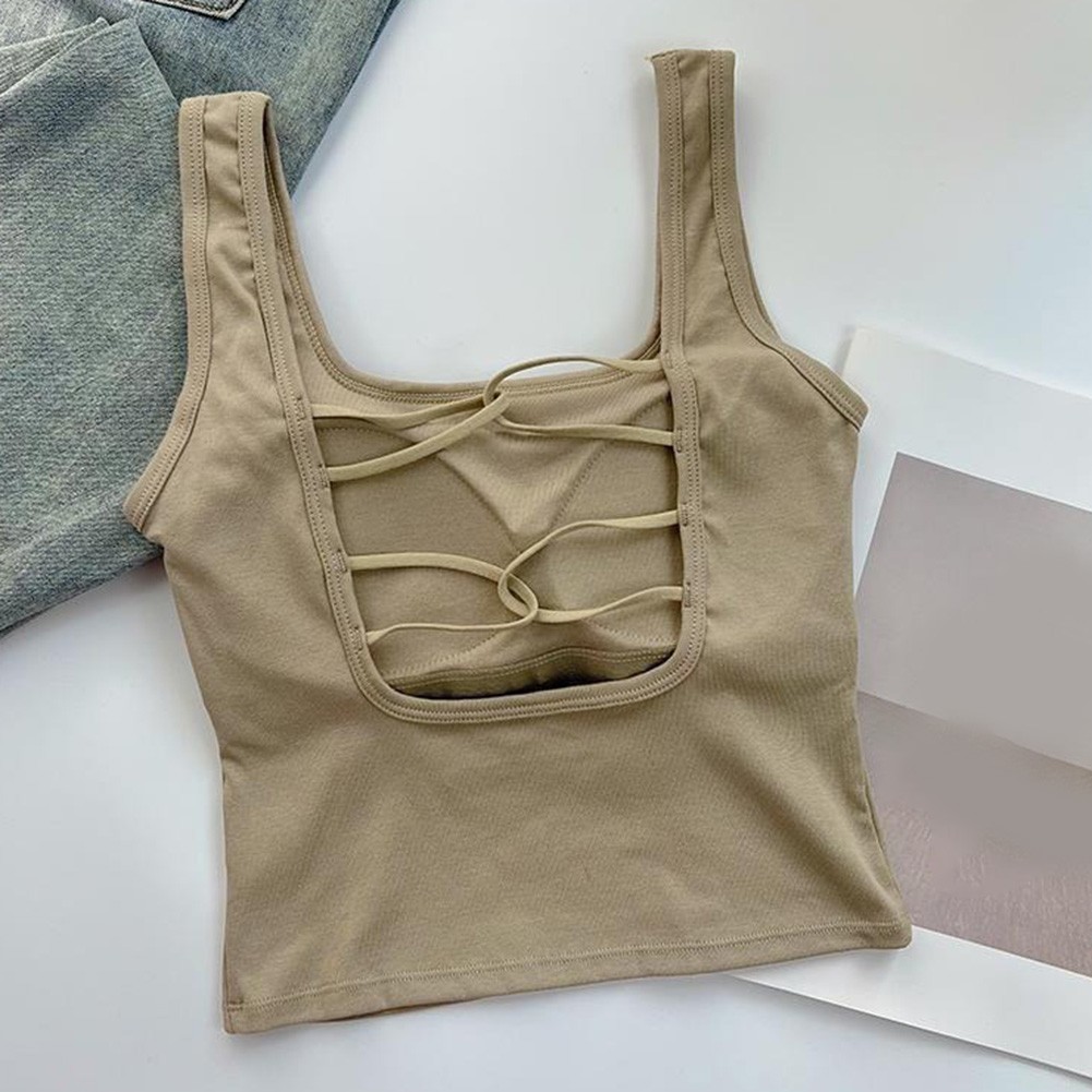 Solid Color Women's Vest with Wide Shoulder Design Ideal for Yoga and Cycling - Picture 10 of 14