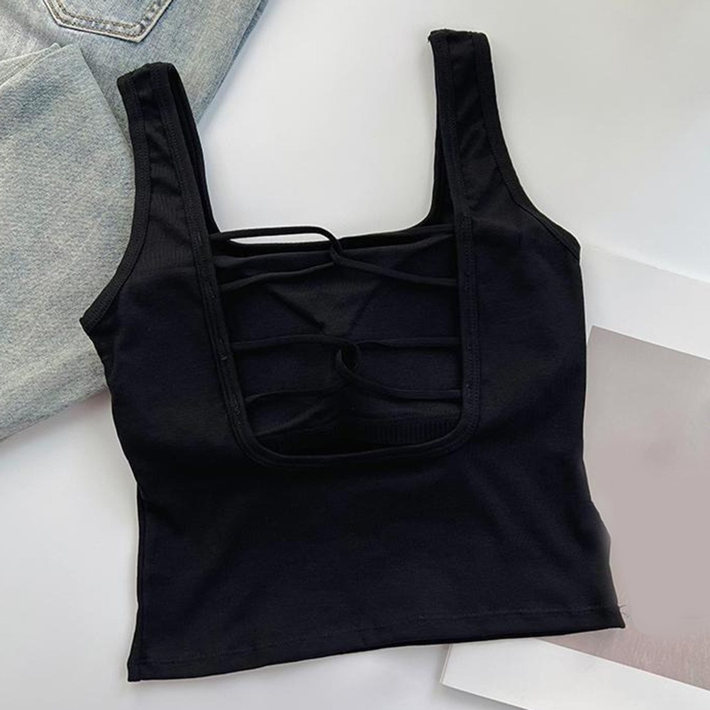Solid Color Women's Vest with Wide Shoulder Design Ideal for Yoga and Cycling - Picture 13 of 14