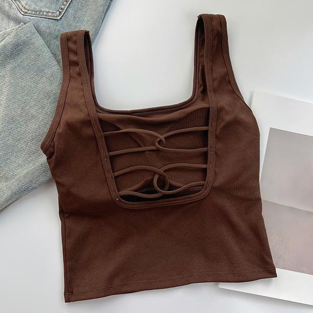 Solid Color Women's Vest with Wide Shoulder Design Ideal for Yoga and Cycling - Picture 11 of 14