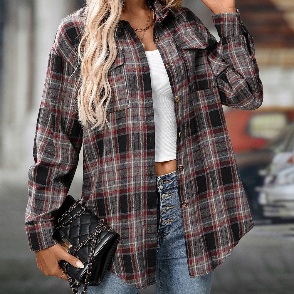 Casual Women Shirt Comfortable Fit Lapel Design Polyester Fabric Retro Look - Picture 153 of 176