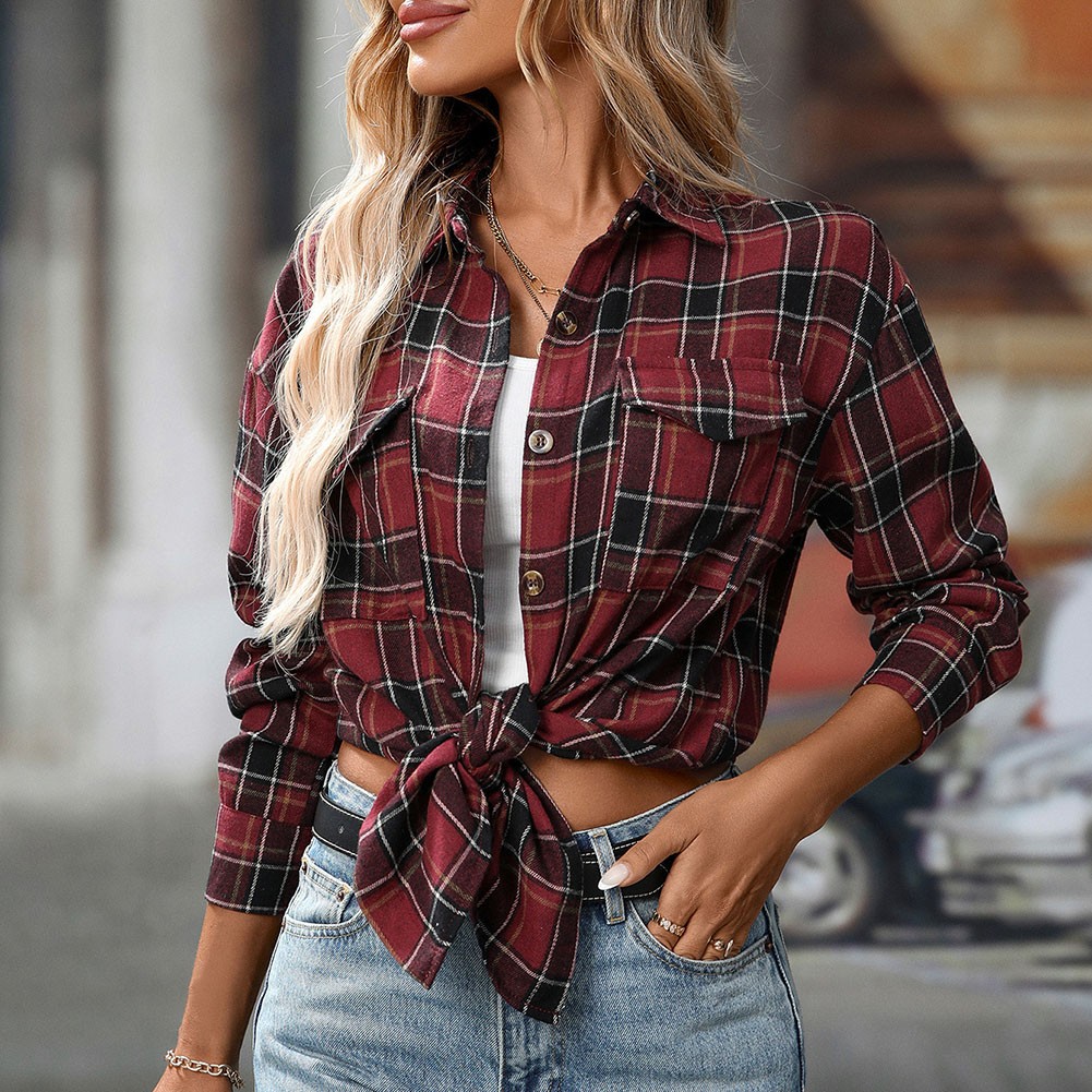 Casual Women Shirt Comfortable Fit Lapel Design Polyester Fabric Retro Look - Picture 44 of 176