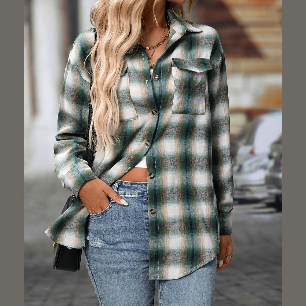 Long Sleeve Shirt Casual Women Shirt Classic Outerwear Slight Elasticity - Picture 113 of 176