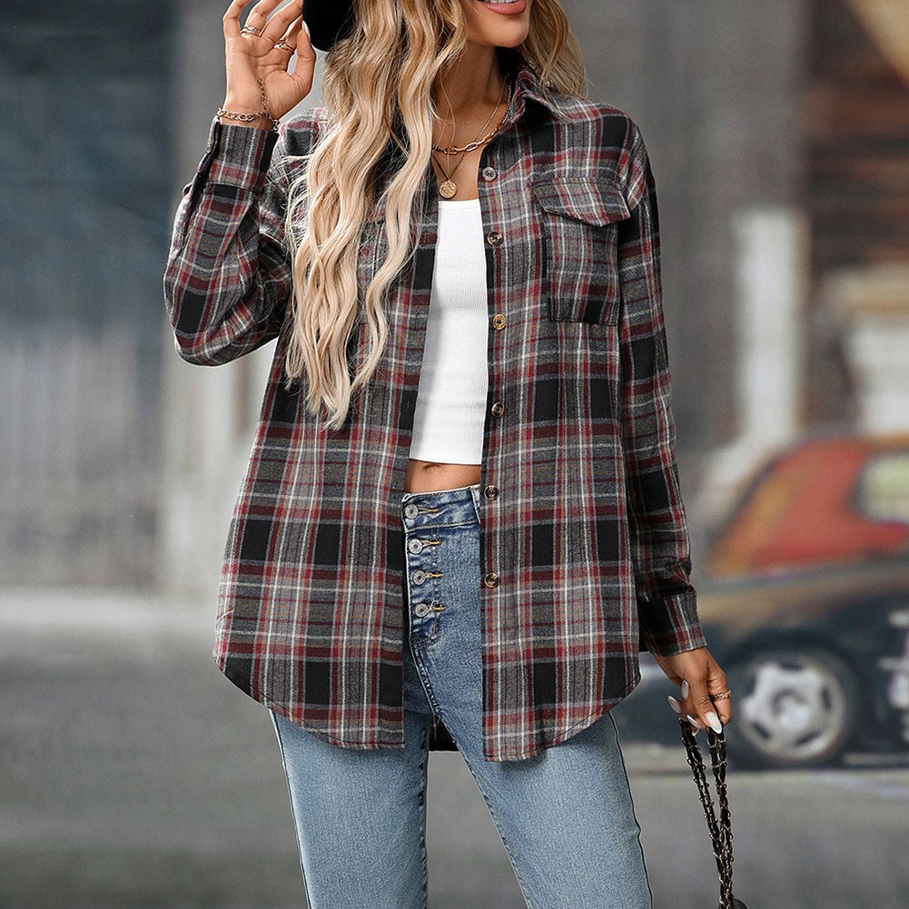 Casual Women Shirt Comfortable Fit Lapel Design Polyester Fabric Retro Look - Picture 154 of 176
