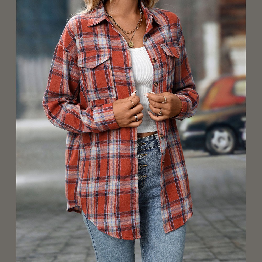 Long Sleeve Shirt Casual Women Shirt Classic Outerwear Slight Elasticity - Picture 104 of 176