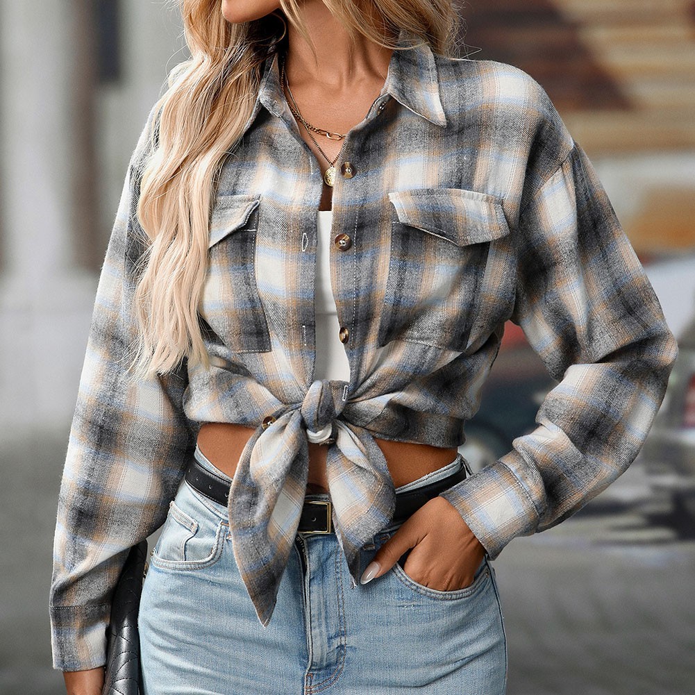 Casual Women Shirt Comfortable Fit Lapel Design Polyester Fabric Retro Look - Picture 138 of 176