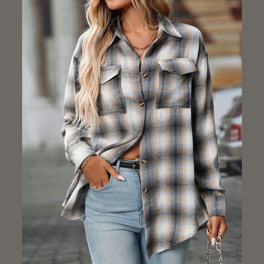 Casual Women Shirt Comfortable Fit Lapel Design Polyester Fabric Retro Look - Picture 142 of 176
