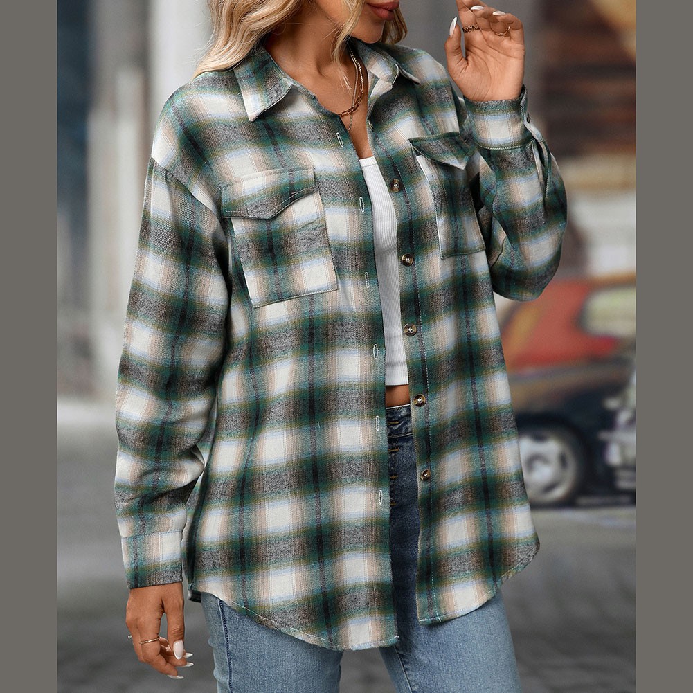 Long Sleeve Shirt Casual Women Shirt Classic Outerwear Slight Elasticity - Picture 117 of 176