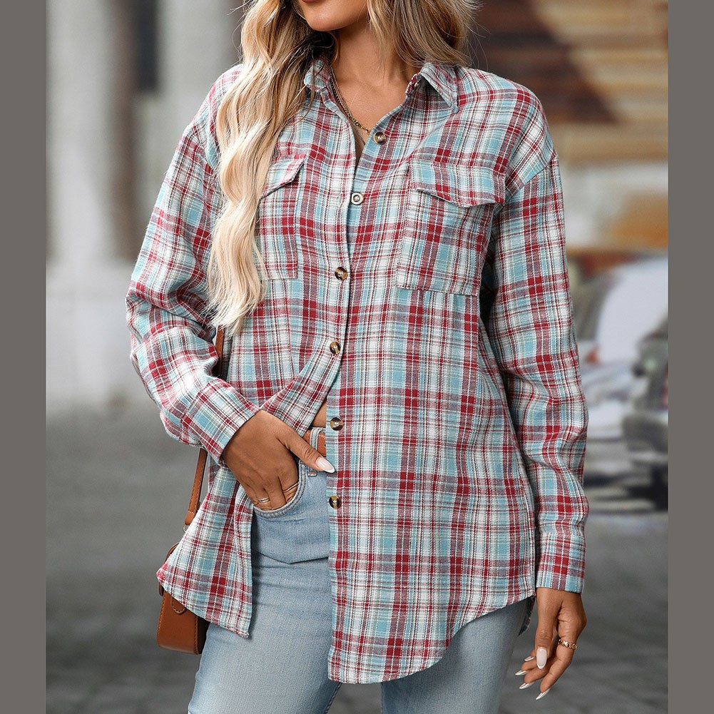 Casual Women Shirt Comfortable Fit Lapel Design Polyester Fabric Retro Look - Picture 59 of 176