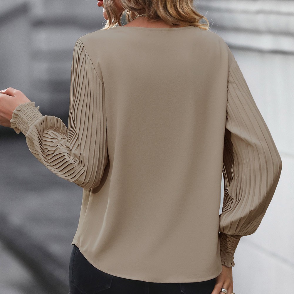 Pleated Sleeve Casual Shirt Breathable Fabric Fashionable Shirt Loose Fit Style - Picture 28 of 72