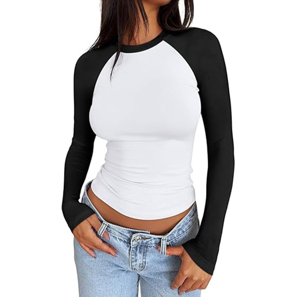 Fashion Forward Womens Long Sleeve Tee with Color Block for All Occasions - Picture 14 of 23