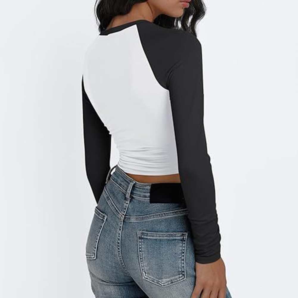 Fashion Forward Womens Long Sleeve Tee with Color Block for All Occasions - Picture 23 of 23