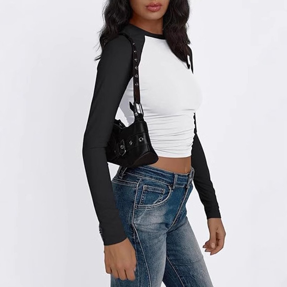 Fashion Forward Womens Long Sleeve Tee with Color Block for All Occasions - Picture 22 of 23