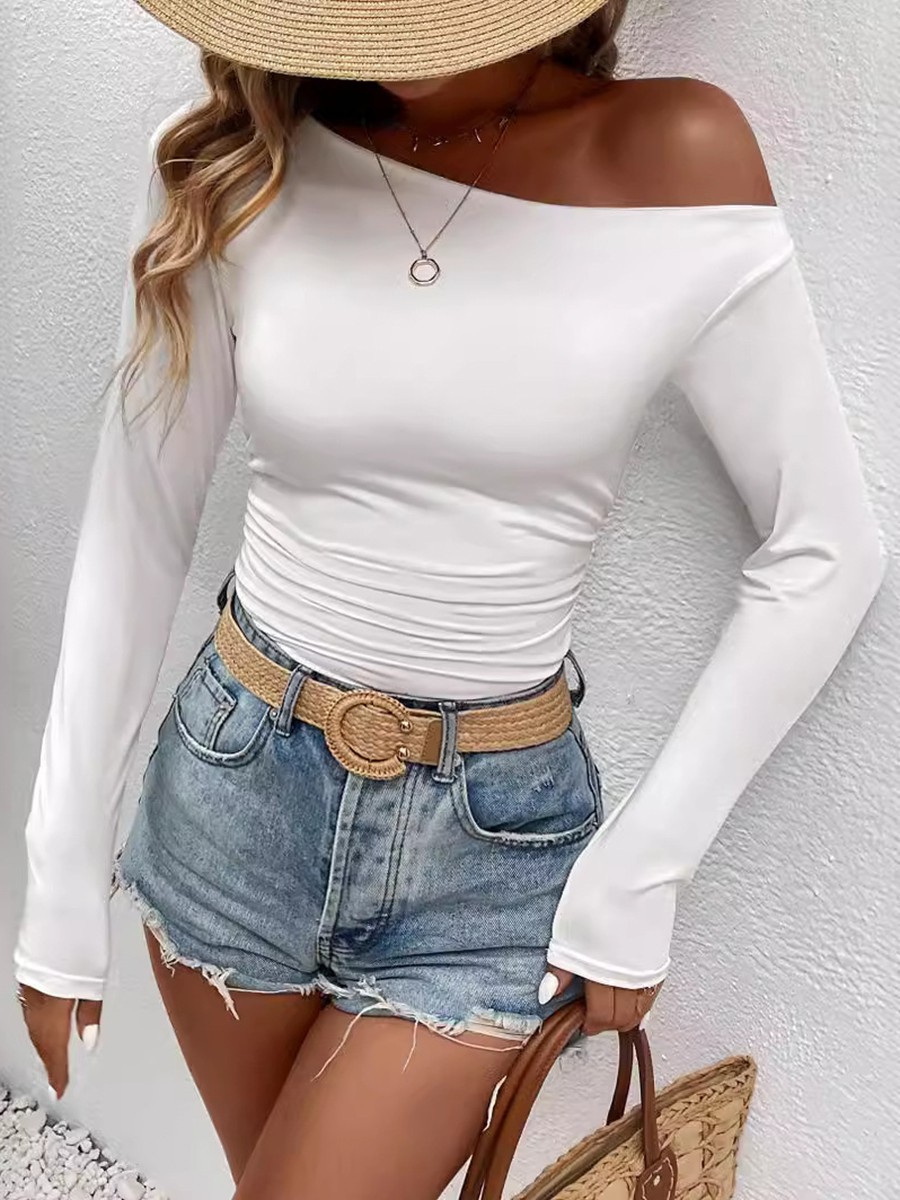 Cropped Length Top Sexy Long Sleeve Top Fashionable Crop Top Holiday Fashion Top - Picture 16 of 23