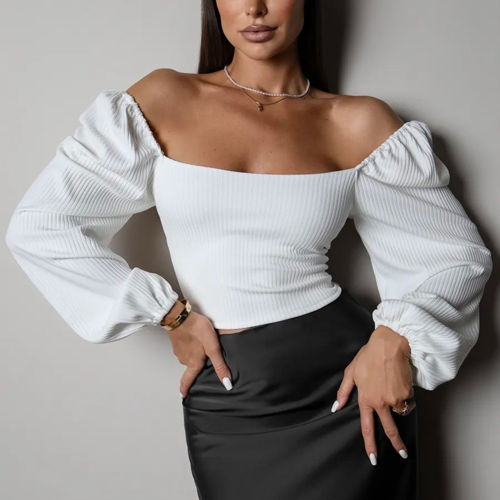 Stylish Women's Top with Square Neck and Lantern Sleeves for Everyday Comfort - Picture 25 of 46