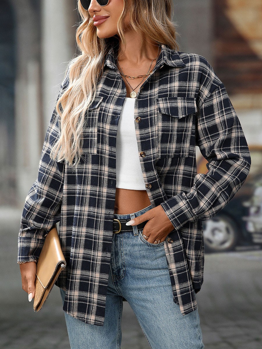 Long Sleeve Shirt Casual Women Shirt Classic Outerwear Slight Elasticity - Picture 84 of 176