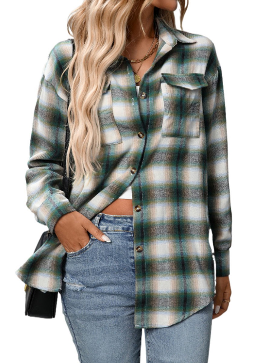 Casual Women Shirt Comfortable Fit Lapel Design Polyester Fabric Retro Look - Picture 109 of 176