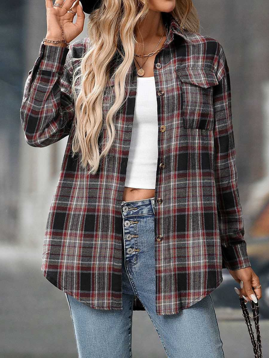 Long Sleeve Shirt Casual Women Shirt Classic Outerwear Slight Elasticity - Picture 146 of 176