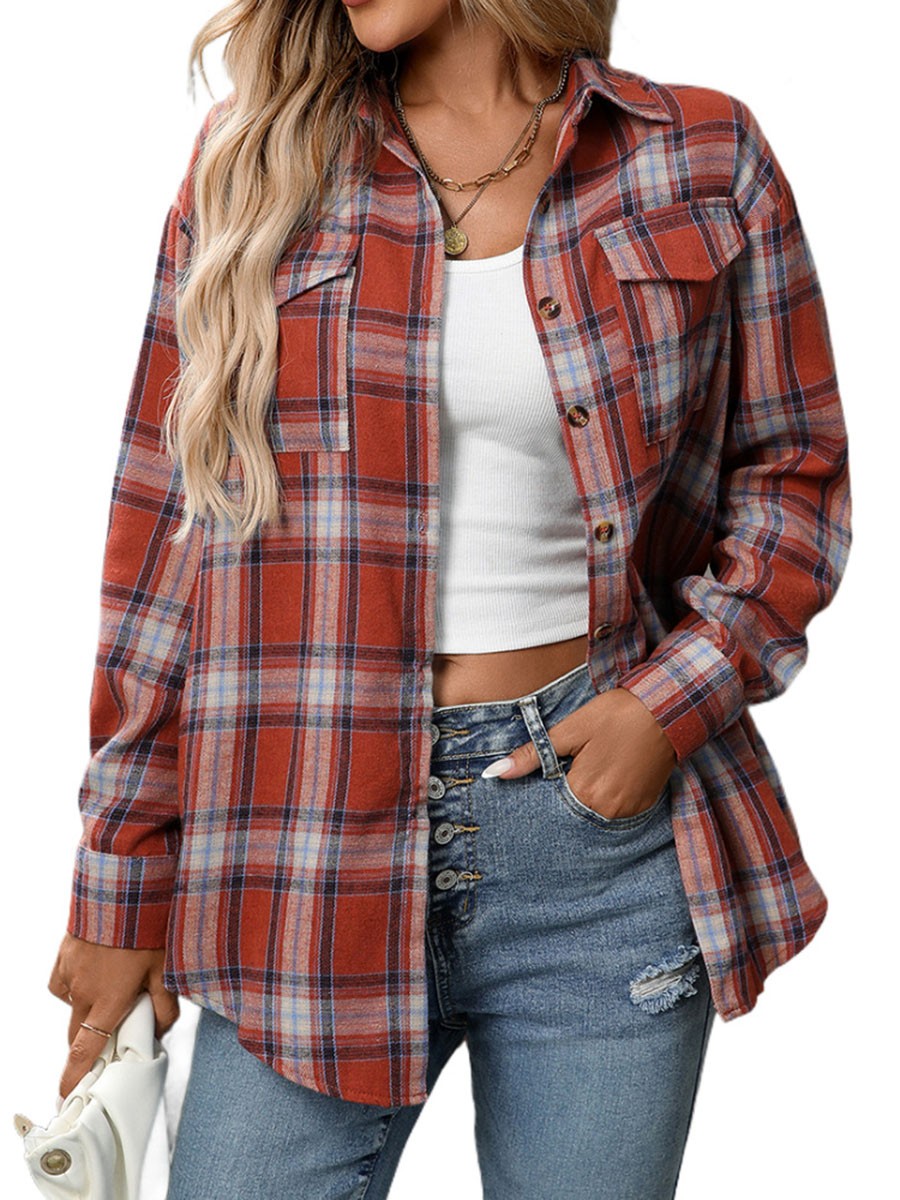 Casual Women Shirt Comfortable Fit Lapel Design Polyester Fabric Retro Look - Picture 100 of 176