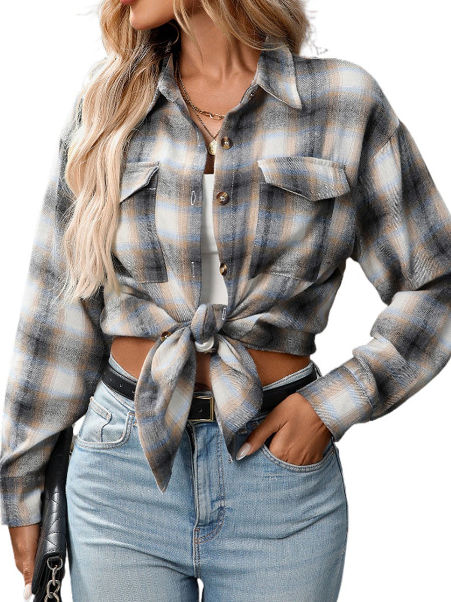 Casual Women Shirt Comfortable Fit Lapel Design Polyester Fabric Retro Look - Picture 132 of 176