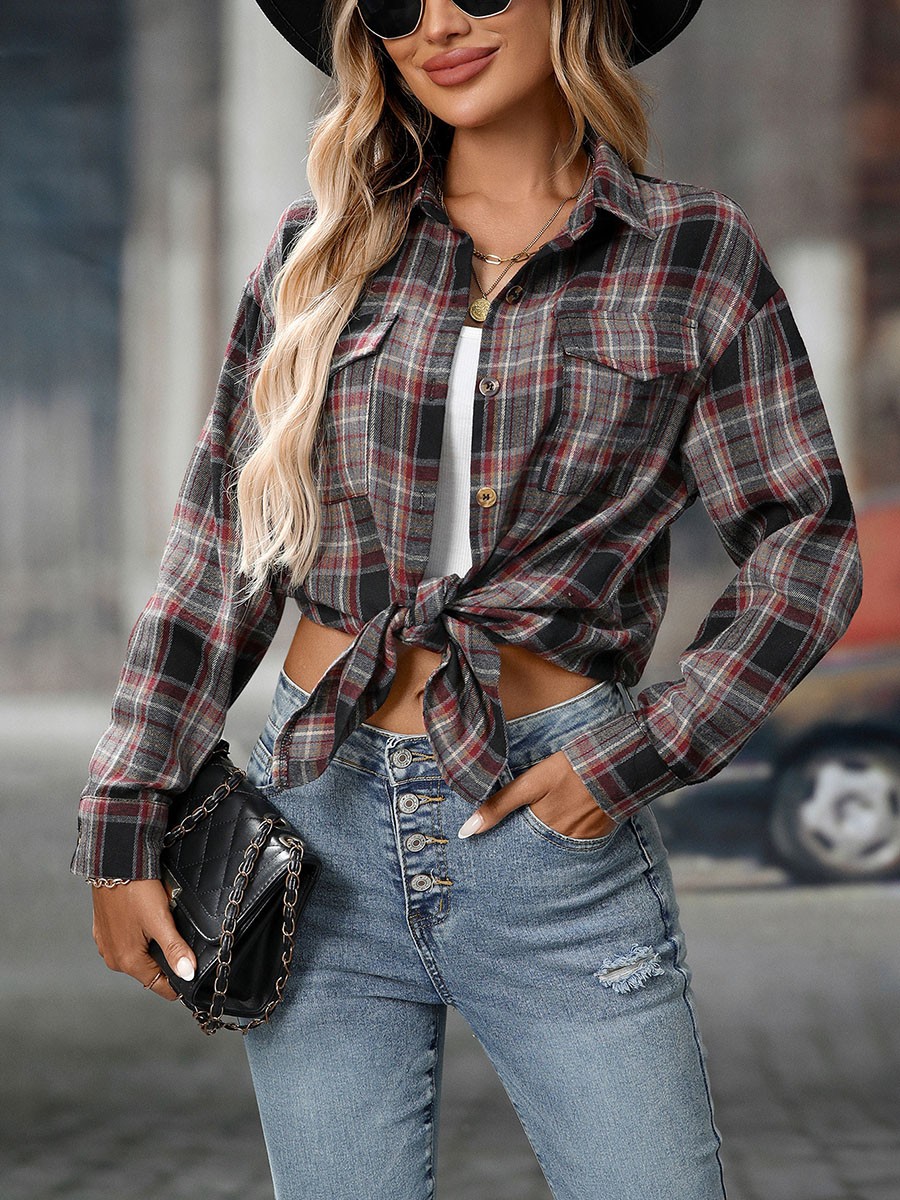 Casual Women Shirt Comfortable Fit Lapel Design Polyester Fabric Retro Look - Picture 148 of 176