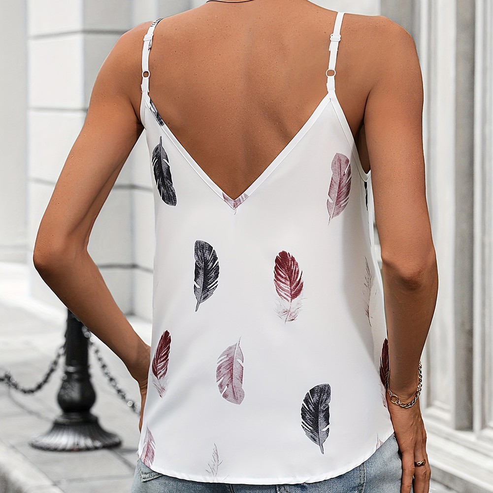 Breathable Spring Summer Halter Vest Top for Women with Feather Design - Picture 24 of 54