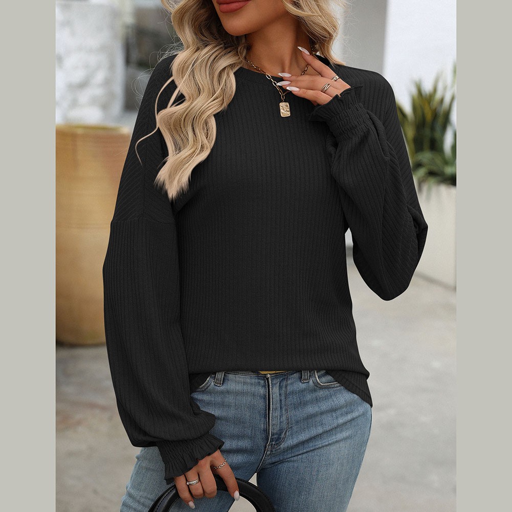 Women's Casual Striped Long Sleeve Knitted T Shirt for Spring and Summer - Picture 45 of 76