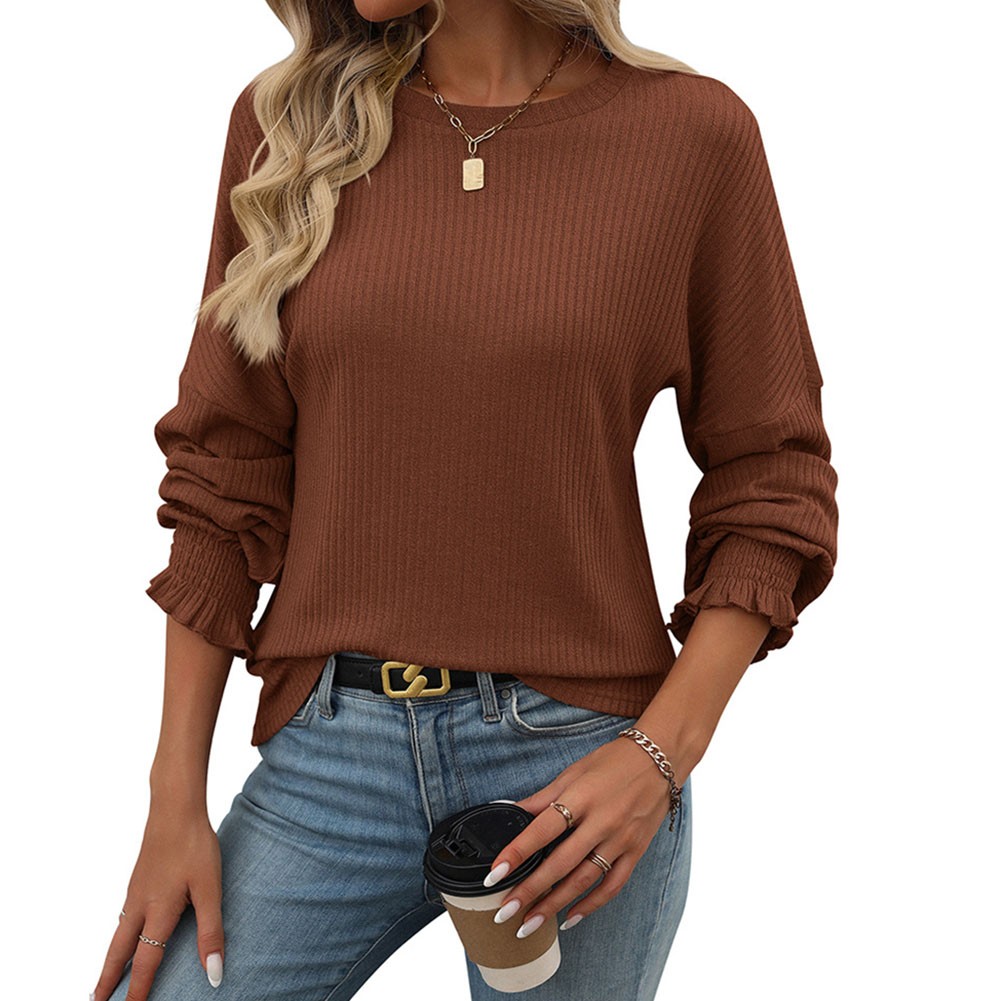 Women's Casual Striped Long Sleeve Knitted T Shirt for Spring and Summer - Picture 57 of 76