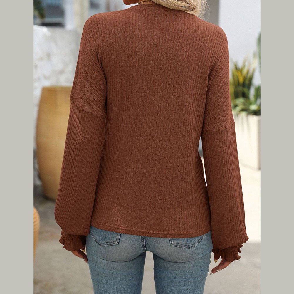 Women's Casual Striped Long Sleeve Knitted T Shirt for Spring and Summer - Picture 64 of 76