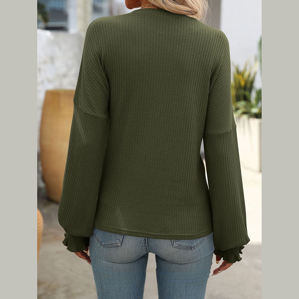 Women's Casual Striped Long Sleeve Knitted T Shirt for Spring and Summer - Picture 76 of 76