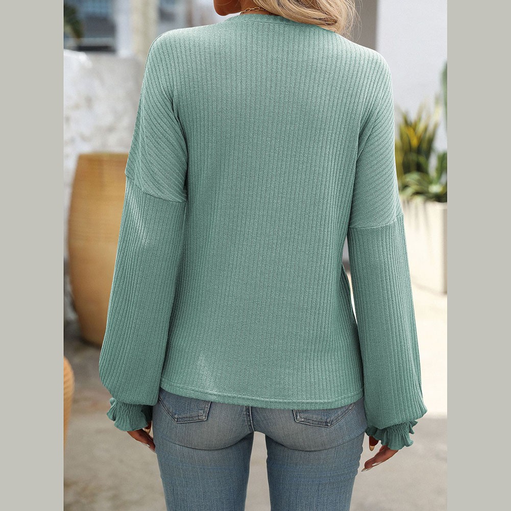 Women's Casual Striped Long Sleeve Knitted T Shirt for Spring and Summer - Picture 55 of 76