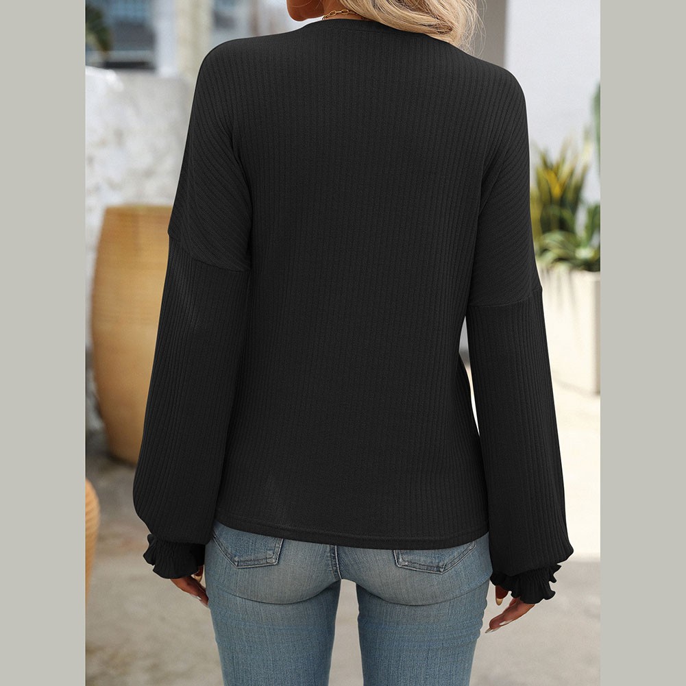 Women's Casual Striped Long Sleeve Knitted T Shirt for Spring and Summer - Picture 46 of 76