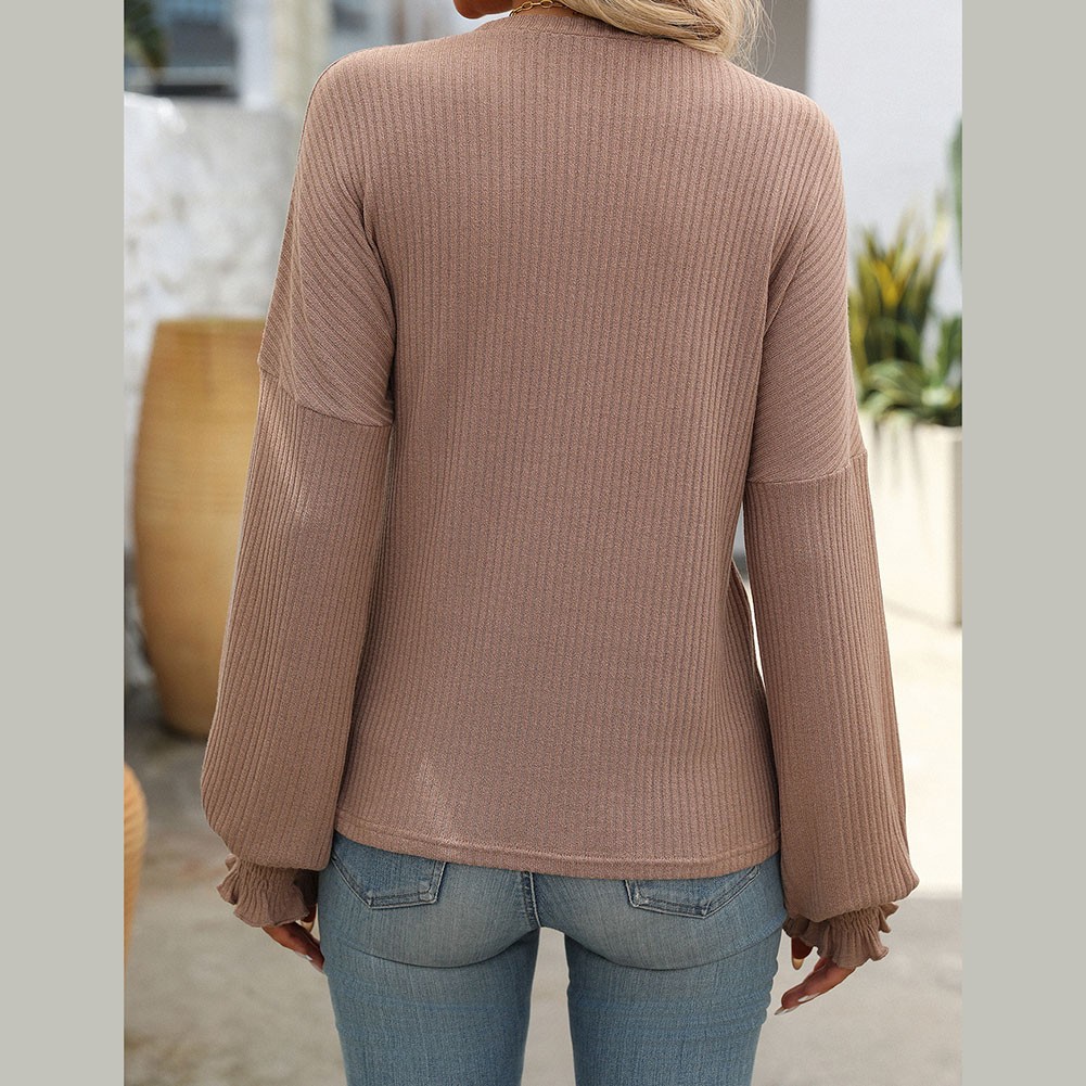 Women's Casual Striped Long Sleeve Knitted T Shirt for Spring and Summer - Picture 36 of 76