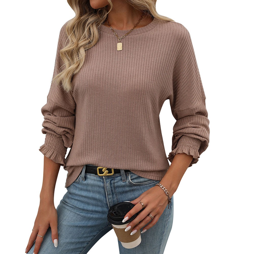 Women's Casual Striped Long Sleeve Knitted T Shirt for Spring and Summer - Picture 25 of 76