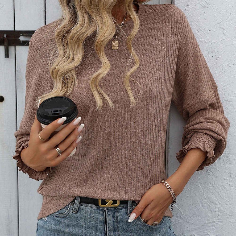 Women's Casual Striped Long Sleeve Knitted T Shirt for Spring and Summer - Picture 32 of 76