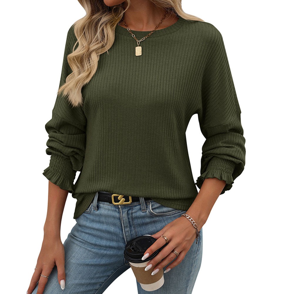 Women's Casual Striped Long Sleeve Knitted T Shirt for Spring and Summer - Picture 67 of 76
