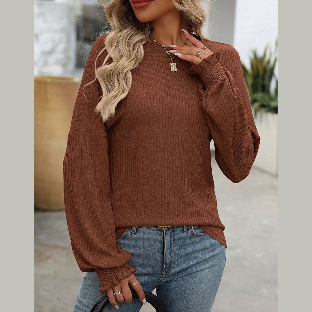 Women's Casual Striped Long Sleeve Knitted T Shirt for Spring and Summer - Picture 65 of 76