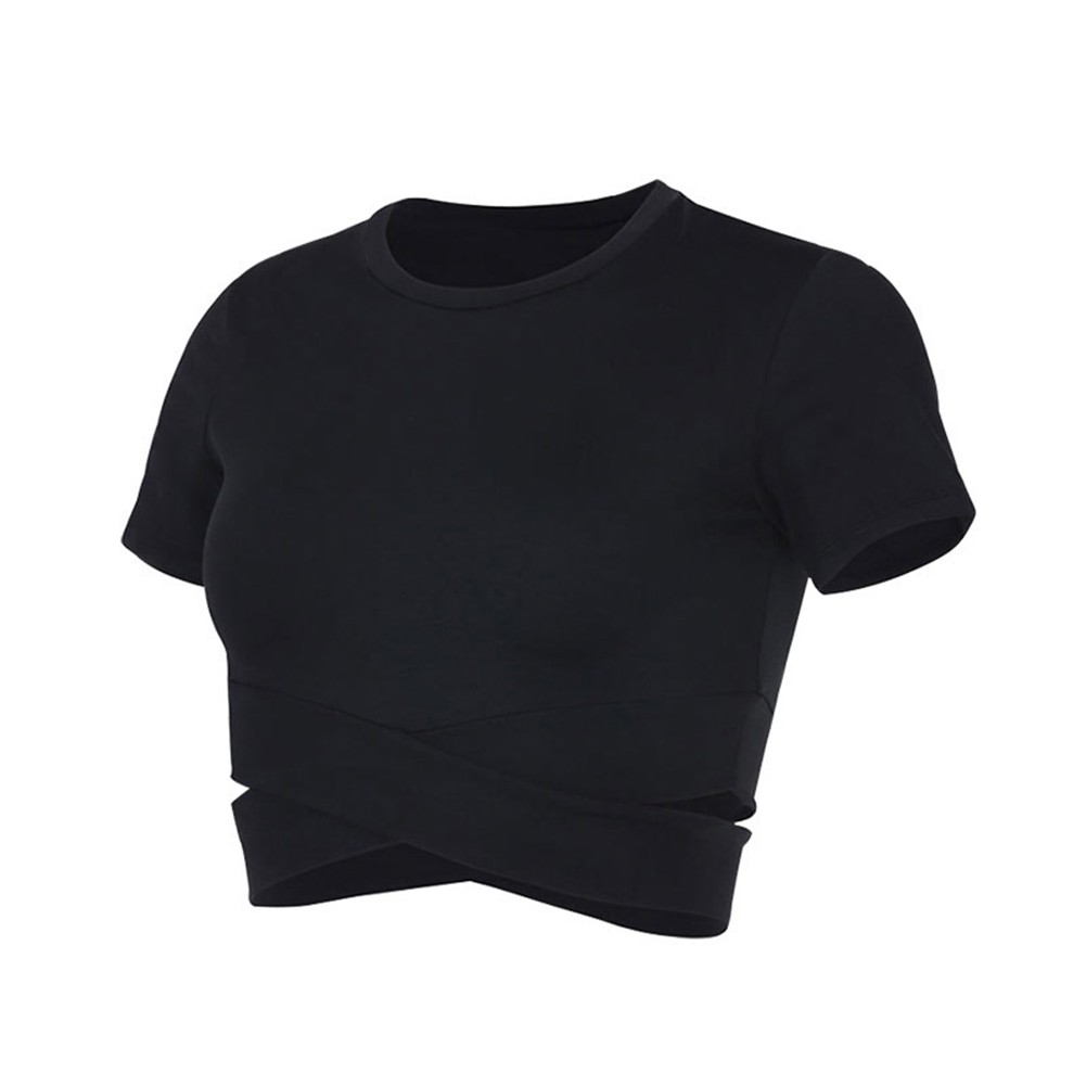 Light and Breezy Women's Cropped T Shirt with Crossover Hem for Summer - Picture 18 of 37