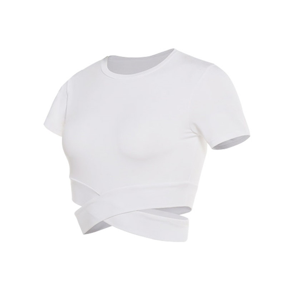 Light and Breezy Women's Cropped T Shirt with Crossover Hem for Summer - Picture 29 of 37