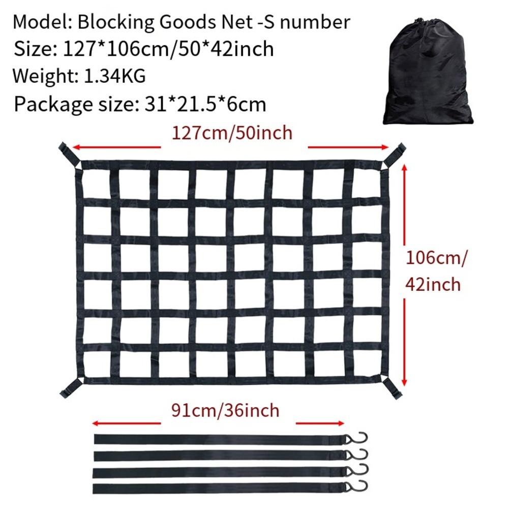 Strong Cargo Net with Adjustable Hooks for Truck Bed and Roof Rack Use - Picture 14 of 18