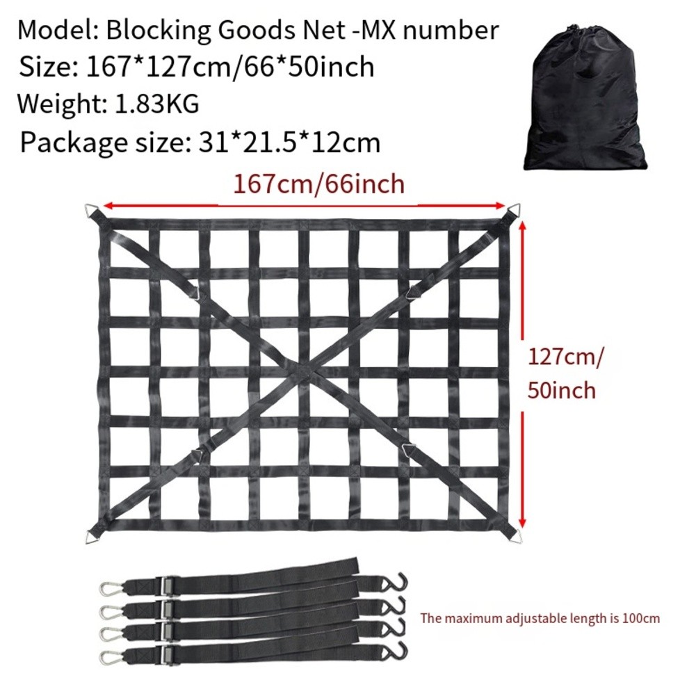 Strong Cargo Net with Adjustable Hooks for Truck Bed and Roof Rack Use - Picture 16 of 18