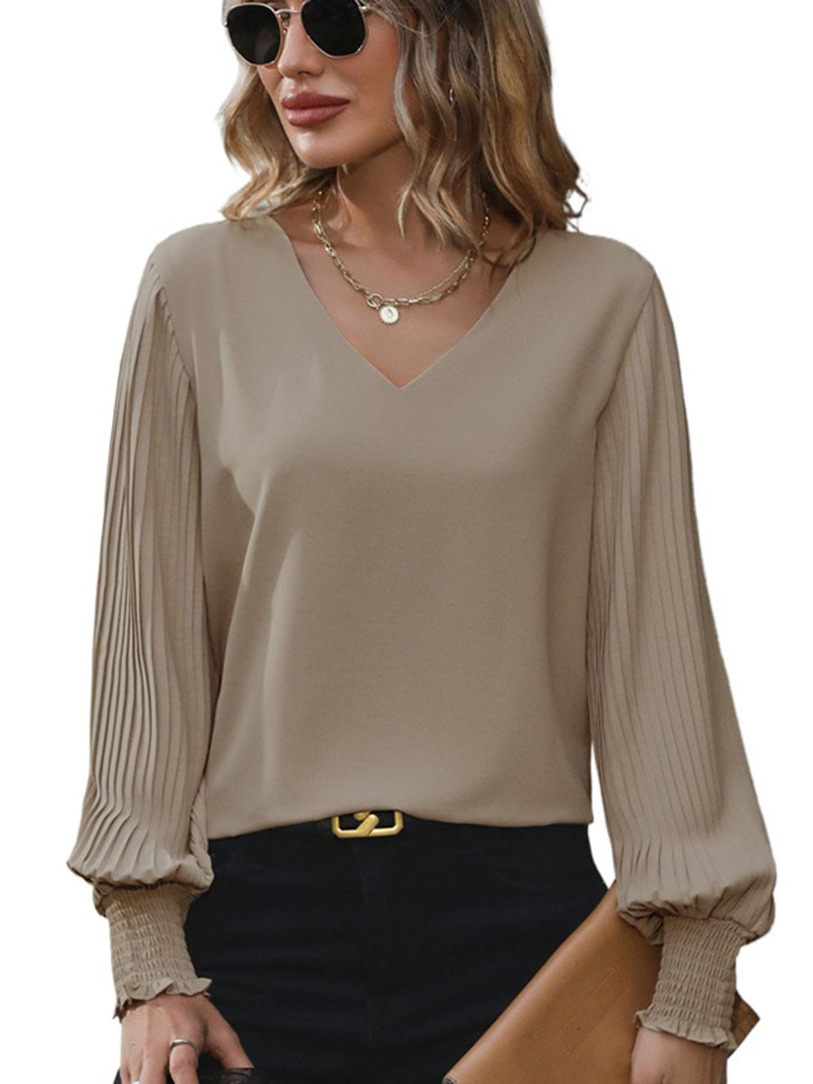 Pleated Sleeve Casual Shirt Breathable Fabric Fashionable Shirt Loose Fit Style - Picture 38 of 72