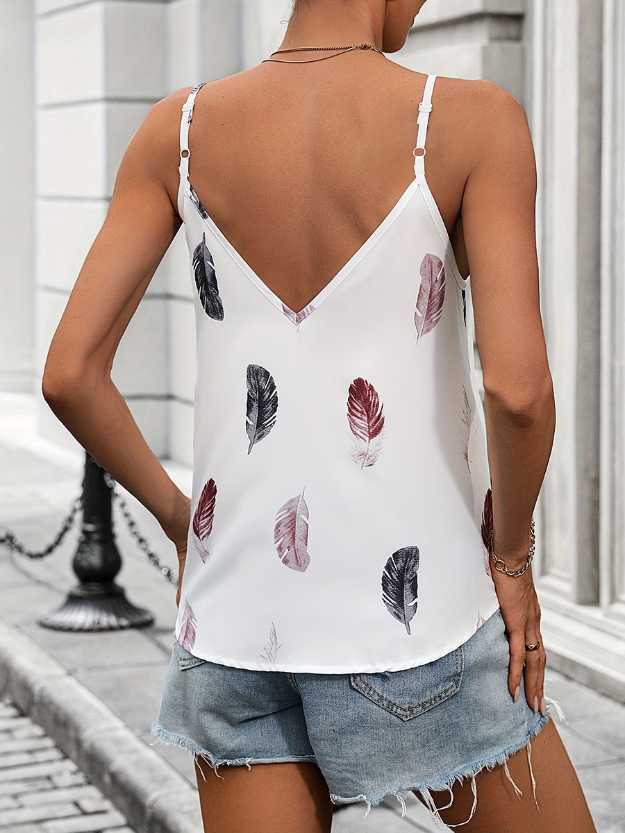 Breathable Spring Summer Halter Vest Top for Women with Feather Design - Picture 22 of 54