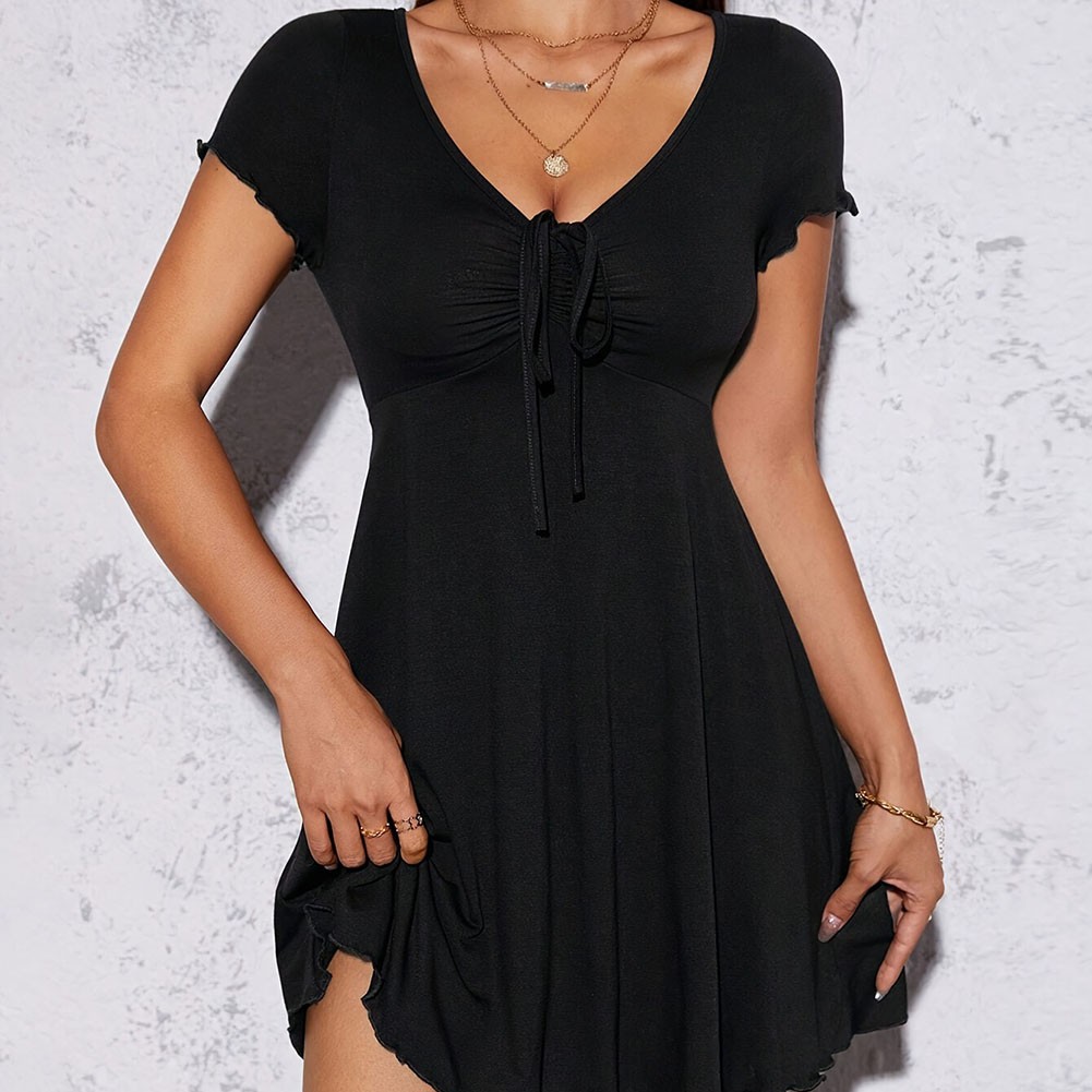 Comfortable Polyester V Neck Dress for Women Slim Fit for a Flattering Look - Picture 19 of 62