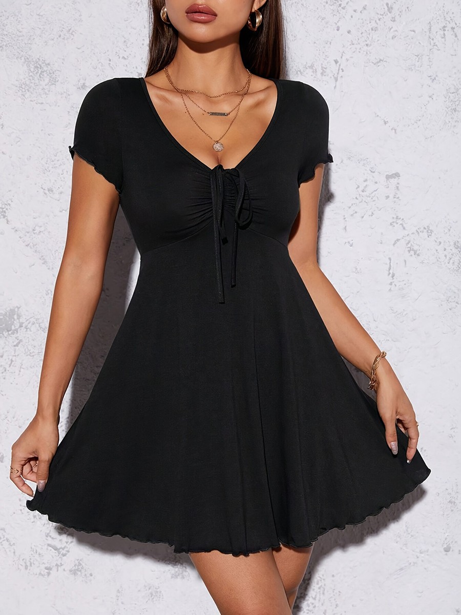Comfortable Polyester V Neck Dress for Women Slim Fit for a Flattering Look - Picture 18 of 62