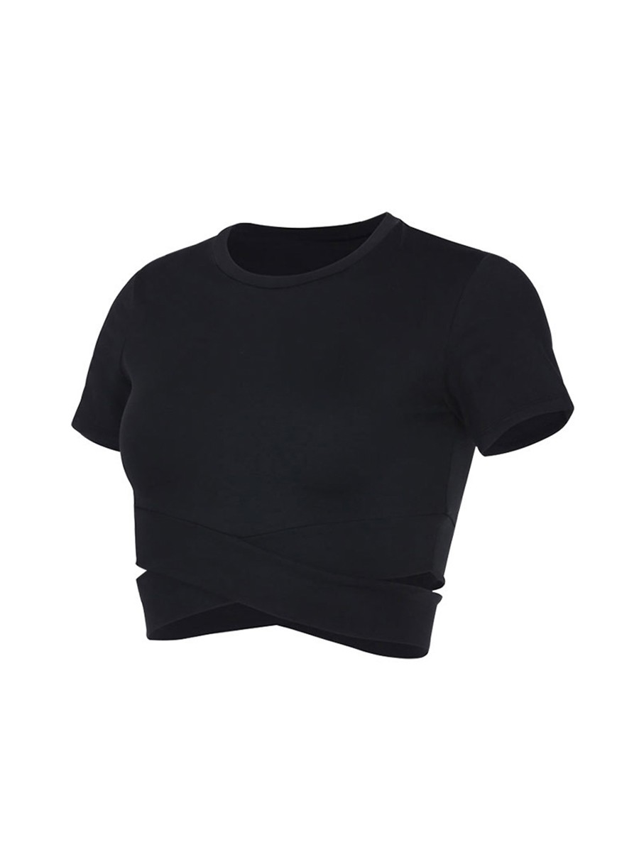Light and Breezy Women's Cropped T Shirt with Crossover Hem for Summer - Picture 19 of 37