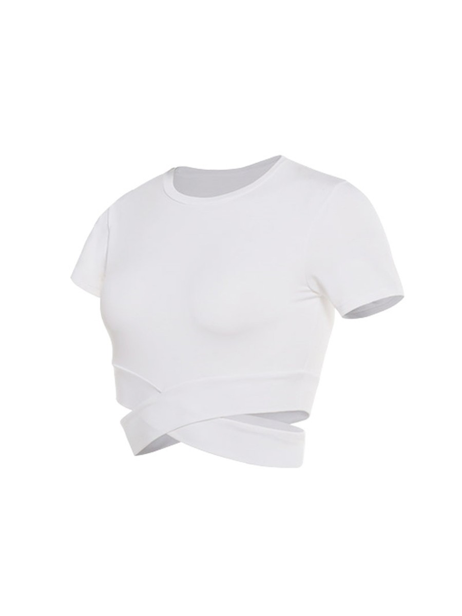 Light and Breezy Women's Cropped T Shirt with Crossover Hem for Summer - Picture 25 of 37