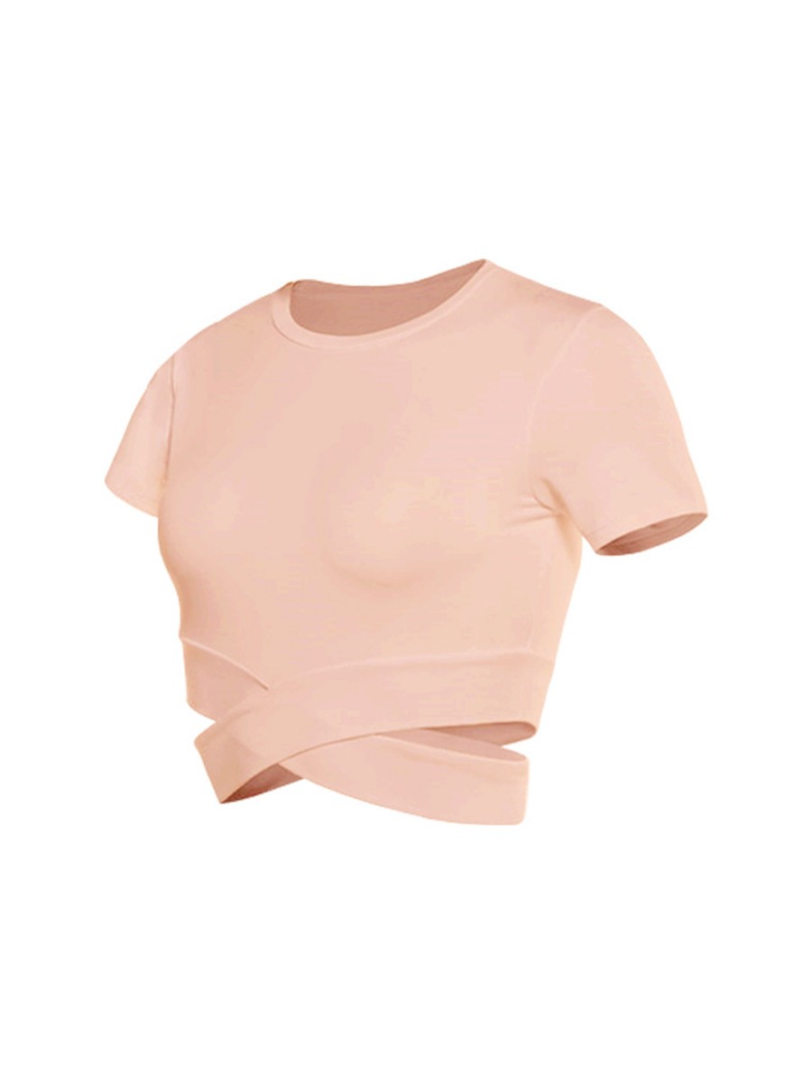 Light and Breezy Women's Cropped T Shirt with Crossover Hem for Summer - Picture 33 of 37